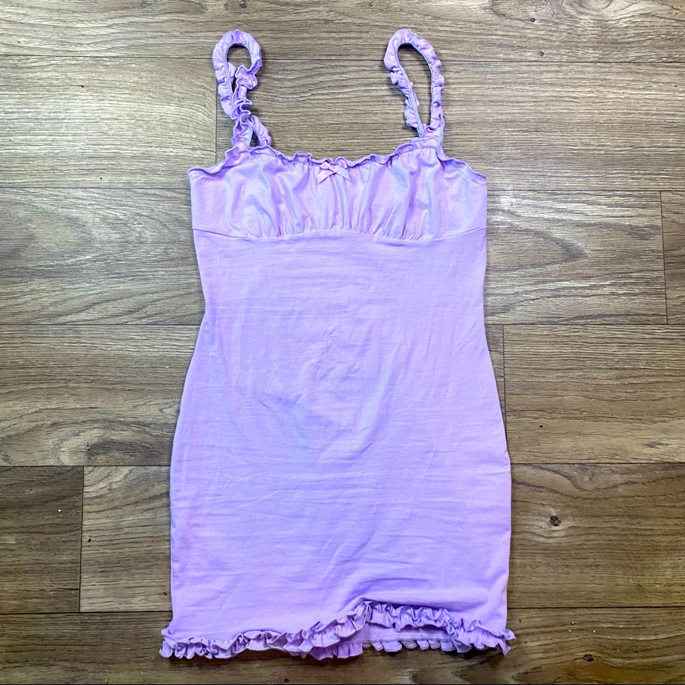 Bodycon Purple Frill Mini Dress Milkmaid Top
